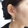 Alloy girl's head pearl stud earrings