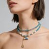 Alloy Blue Turquoise Fishtail Necklace